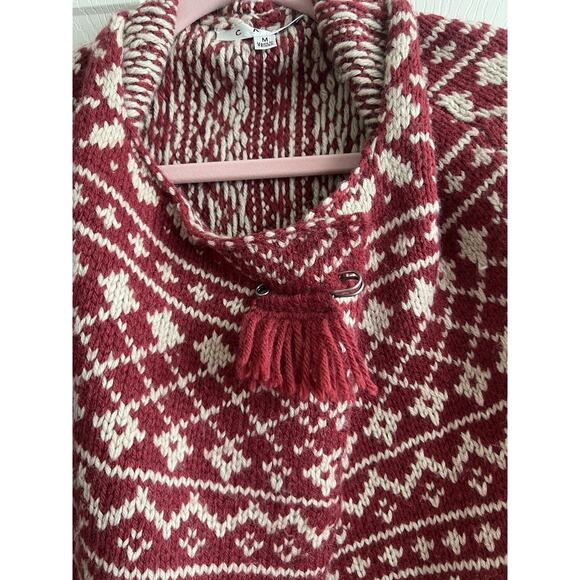 CABI Red Nordic Fair Isle Wool Blend Cropped Cardigan Shrug - Picture 8 of 16